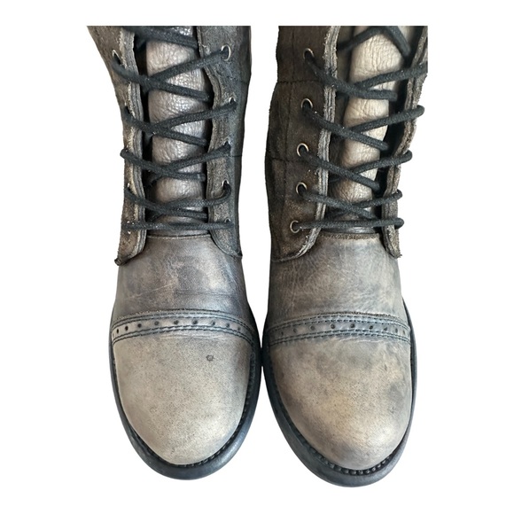 Free People Traveling Boot Suede Size 38/8 Leather Lace Up Combat Boots Gray - Picture 8 of 9